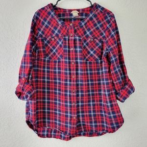 Duluth Trading Co Plaid Flannel Button Down Shirt XL